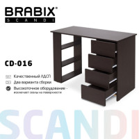 Стол письменный/компьютерный BRABIX "Scandi CD-016", 1100х500х750мм, 4 ящика, венге, 641893, ЦБ013707-3 Стол письменный/компьютерный BRABIX "Scandi CD-016", 1100х500х750мм, 4 ящика, венге, 641893, ЦБ013707-3