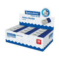 Ластик BRAUBERG "PENCIL & INK", 39х18х12 мм, для ручки и карандаша, бело-синий, 229578 Ластик BRAUBERG "PENCIL & INK", 39х18х12 мм, для ручки и карандаша, бело-синий, 229578