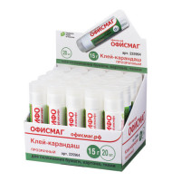 Клей-карандаш ОФИСМАГ "Crystal", прозрачный, 15 г, 225964