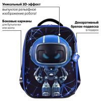 Ранец BRAUBERG LIGHT, 1 отделение, с брелоком, "Evil robot", 3D-панель, 36х26х13 см, 272028 Ранец BRAUBERG LIGHT, 1 отделение, с брелоком, "Evil robot", 3D-панель, 36х26х13 см, 272028