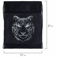 Мешок для обуви BRAUBERG, с петлёй, карман на молнии, 47х37 см, "Tiger", 271610 Мешок для обуви BRAUBERG, с петлёй, карман на молнии, 47х37 см, "Tiger", 271610
