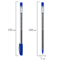 Ручка шариковая масляная STAFF Basic "OBP-306", СИНЯЯ, игольчатый узел 0,7 мм, линия письма 0,35 мм, 143009