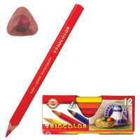 Карандаши цветные утолщенные KOH-I-NOOR "Triocolor", 12 цветов, трехгранные, 5,6 мм, заточенные, 3152012001KS