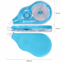 Корректирующая лента BRAUBERG MAXI PLUS, 5 мм х 25 м, механизм перемотки, корпус голубой, блистер, 272500
