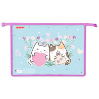 Папка для тетрадей ПИФАГОР А4, 1 отделение, картон/пластик, на молнии, "Cat friends", 272127 Папка для тетрадей ПИФАГОР А4, 1 отделение, картон/пластик, на молнии, "Cat friends", 272127