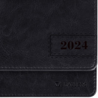 Планинг датированный 2024 305х140 мм, BRAUBERG "Imperial", под кожу, черный, 114813