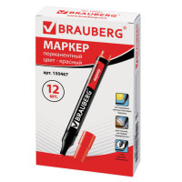 Маркер перманентный (нестираемый) BRAUBERG "Contract", КРАСНЫЙ, круглый наконечник, 3 мм, без клипа, 150467 Маркер перманентный (нестираемый) BRAUBERG "Contract", КРАСНЫЙ, круглый наконечник, 3 мм, без клипа, 150467