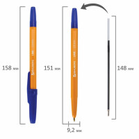 Ручка шариковая BRAUBERG "ORANGE Line", СИНЯЯ, корпус оранжевый, узел 1 мм, линия письма 0,5 мм, 143331 Ручка шариковая BRAUBERG "ORANGE Line", СИНЯЯ, корпус оранжевый, узел 1 мм, линия письма 0,5 мм, 143331