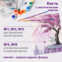 Кисти ЮНЛАНДИЯ, набор 5 шт. (СИНТЕТИКА: круглые № 1, 2, 5; плоские № 5, 8), блистер с европодвесом, 200894