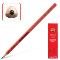 Карандаш чернографитный KOH-I-NOOR, 1 шт., "Triograph", B, трехгранный, без резинки, корпус красный, заточенный, 1802001001KSRU Карандаш чернографитный KOH-I-NOOR, 1 шт., "Triograph", B, трехгранный, без резинки, корпус красный, заточенный, 1802001001KSRU