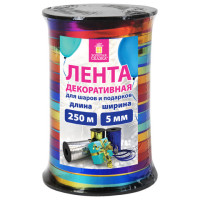 Лента упаковочная декоративная для шаров и подарков, мультицветный металлик, 5 мм х 250 м, ЗОЛОТАЯ СКАЗКА, 591844 Лента упаковочная декоративная для шаров и подарков, мультицветный металлик, 5 мм х 250 м, ЗОЛОТАЯ СКАЗКА, 591844