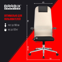 Кресло офисное BRABIX PREMIUM "Ultimate EX-801" хром, плотная двойная сетка Х2, черное/бежевое, 532919