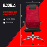 Кресло офисное BRABIX PREMIUM "Ultimate EX-801" хром, плотная двойная сетка Х2, черное/красное, 532921 Кресло офисное BRABIX PREMIUM "Ultimate EX-801" хром, плотная двойная сетка Х2, черное/красное, 532921