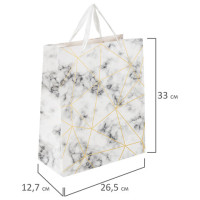 Пакет подарочный 26,5x12,7x33 см ЗОЛОТАЯ СКАЗКА "Golden Marble", тиснение фольгой, 608251