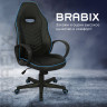 Кресло компьютерное BRABIX "Flame GM-004", экокожа, черное/голубое, 532498
