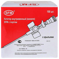 Катетеры внутривенные с портом SFM 0,70 х 19 - 24G, КОМПЛЕКТ 100 штук Катетеры внутривенные с портом SFM 0,70 х 19 - 24G, КОМПЛЕКТ 100 штук