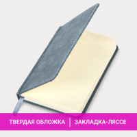 Ежедневник недатированный МАЛЫЙ 100х150 мм А6 BRAUBERG "Status", под кожу, 160 л., серо-голубой, 113369