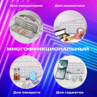 Пенал-органайзер BRAUBERG, 2 откидные планки, полиэстер, 23x9х7 см, "Checkered white", 272315 Пенал-органайзер BRAUBERG, 2 откидные планки, полиэстер, 23x9х7 см, "Checkered white", 272315
