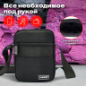 Сумка на плечо HEIKKI COMPACT (ХЕЙКИ) с карманом, черная, 20х16х5 см, 272632