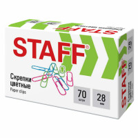 Скрепки STAFF 28 мм, цветные, 70 штук, 271708 Скрепки STAFF 28 мм, цветные, 70 штук, 271708