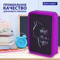 Пенал BRAUBERG, 2 отделения, полиэстер, 21х14 см, "Magic Cat", 271542