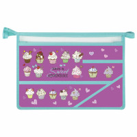 Папка для труда BRAUBERG А4, 2 отделения, пластик, молния сверху, органайзер, "Cup Cakes", 229134 Папка для труда BRAUBERG А4, 2 отделения, пластик, молния сверху, органайзер, "Cup Cakes", 229134