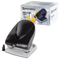 Дырокол BRAUBERG "G-Line", до 40 листов, черный, 224341