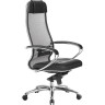 Кресло офисное МЕТТА "SAMURAI" SL-1.04, сверхпрочная ткань-сетка/экокожа, черное