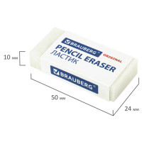 Ластик BRAUBERG "Original", 50х24х10 мм, белый, прямоугольный, экологичный ПВХ, картонный держатель, 228075 Ластик BRAUBERG "Original", 50х24х10 мм, белый, прямоугольный, экологичный ПВХ, картонный держатель, 228075