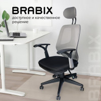 Кресло BRABIX "Saturn ER-400", с подголовником, комбинированное, черное/серое, 530871 Кресло BRABIX "Saturn ER-400", с подголовником, комбинированное, черное/серое, 530871