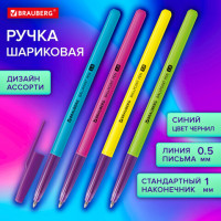 Ручка шариковая BRAUBERG "Офисная" NEON COLOR, СИНЯЯ, корпус ассорти, пишущий узел 1 мм, линия письма 0,5 мм, 144200 Ручка шариковая BRAUBERG "Офисная" NEON COLOR, СИНЯЯ, корпус ассорти, пишущий узел 1 мм, линия письма 0,5 мм, 144200