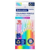 Карандаши цветные BRAUBERG PASTEL, 12 пастельных цветов, трёхгранные, грифель 3 мм, 181850 Карандаши цветные BRAUBERG PASTEL, 12 пастельных цветов, трёхгранные, грифель 3 мм, 181850