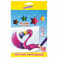 Карандаши цветные мягкие ЮНЛАНДИЯ "ЗАБАВНЫЕ КАРТИНКИ", 18 цветов, классические, заточенные, 181644 Карандаши цветные мягкие ЮНЛАНДИЯ "ЗАБАВНЫЕ КАРТИНКИ", 18 цветов, классические, заточенные, 181644