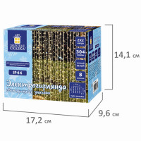 Электрогирлянда-занавес уличная "Штора" 2х2 м, 304 LED, теплый белый, 220 V, контроллер, ЗОЛОТАЯ СКАЗКА, 591301