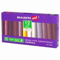 Пастель сухая художественная BRAUBERG ART "CLASSIC", 12 цветов, ГРАФИКА, круглое сечение, 181458