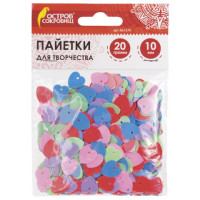Пайетки для творчества "Сердце", цвет пастель ассорти, 10 мм, 20 грамм, ОСТРОВ СОКРОВИЩ, 661276 Пайетки для творчества "Сердце", цвет пастель ассорти, 10 мм, 20 грамм, ОСТРОВ СОКРОВИЩ, 661276
