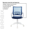 Кресло BRABIX "Fly MG-396W", с подлокотниками, пластик белый, сетка, темно-синее, 532399, MG-396W_532399
