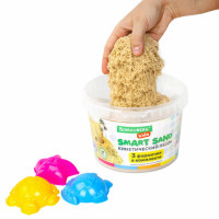 Песок для лепки кинетический BRAUBERG KIDS, песочный, 1500 г, 3 формочки, ведерко, 665096 Песок для лепки кинетический BRAUBERG KIDS, песочный, 1500 г, 3 формочки, ведерко, 665096