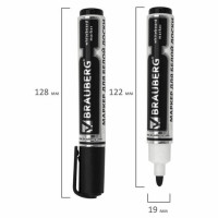 Маркер для доски BRAUBERG "Neo", ЧЕРНЫЙ, с клипом, круглый наконечник, 5 мм, 150487
