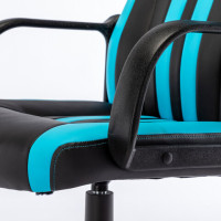 Кресло компьютерное "BRABIX Stripe GM-202", экокожа, черное/голубое, 532509