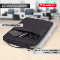 Чехол для ноутбука BRAUBERG "Option" 13-14'' с ручкой и карманом, черный, 35,5х24х2,5 см, 270830