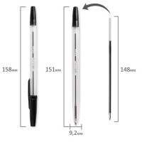 Ручка шариковая BRAUBERG "Line", ЧЕРНАЯ, корпус прозрачный, узел 1 мм, линия письма 0,5 мм, 141098 Ручка шариковая BRAUBERG "Line", ЧЕРНАЯ, корпус прозрачный, узел 1 мм, линия письма 0,5 мм, 141098