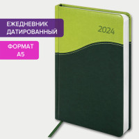 Ежедневник датированный 2024 А5 138x213 мм, BRAUBERG "Bond", под кожу, зеленый/салатовый, 114831 Ежедневник датированный 2024 А5 138x213 мм, BRAUBERG "Bond", под кожу, зеленый/салатовый, 114831