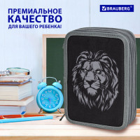 Пенал BRAUBERG, 2 отделения, полиэстер, 21х14 см, "Savage lion", 272331 Пенал BRAUBERG, 2 отделения, полиэстер, 21х14 см, "Savage lion", 272331