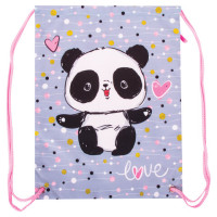 Мешок для обуви BRAUBERG PREMIUM, карман, подкладка, 43х33 см, Funny panda, 270281