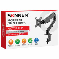 Кронштейн для монитора настольный VESA 75х75, 100х100, 17"-27", до 7 кг, SONNEN MOTION, 455944 Кронштейн для монитора настольный VESA 75х75, 100х100, 17"-27", до 7 кг, SONNEN MOTION, 455944