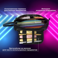 Пенал-косметичка BRAUBERG с ручкой, 1 откидная планка, полиэстер, 22x10х8 см, Black, 272339 Пенал-косметичка BRAUBERG с ручкой, 1 откидная планка, полиэстер, 22x10х8 см, Black, 272339