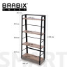 Стеллаж BRABIX "Smart SH-007", 605х295х1193 мм, ЛОФТ, трапеция, складной, металл/ЛДСП дуб, каркас черный, 641872