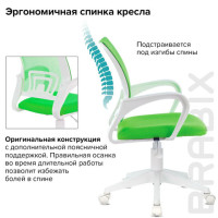Кресло BRABIX "Fly MG-396W", с подлокотниками, пластик белый, сетка, салатовое, 532403, MG-396W_532403