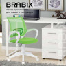 Кресло BRABIX "Fly MG-396W", с подлокотниками, пластик белый, сетка, салатовое, 532403, MG-396W_532403